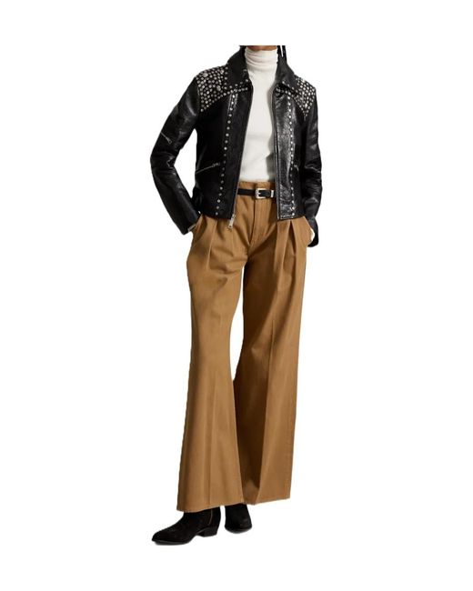Polo Ralph Lauren Natural Pleated Wide-Leg Trousers