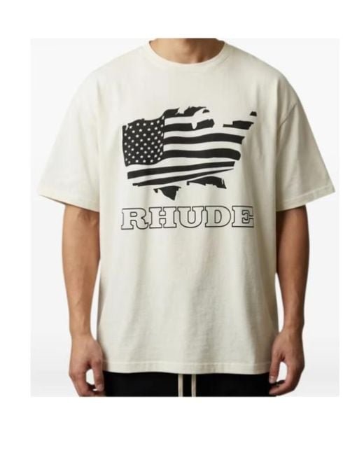 Rhude White Banner Graphic T-Shirt for men
