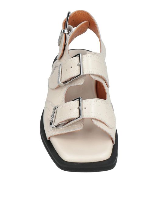 Ganni Natural Leather Square-Toe Sandals