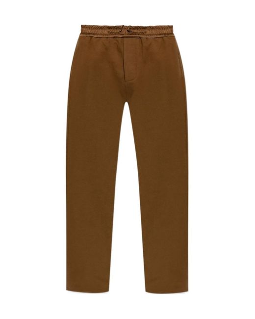Saint Laurent Brown Logo Patch Straight Leg Pants for men