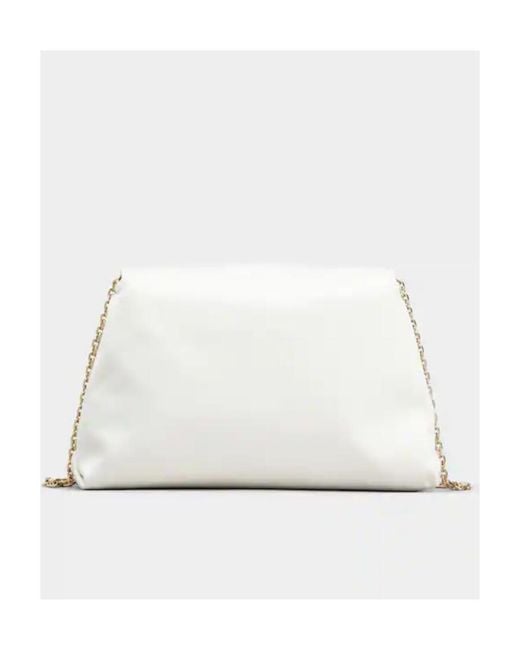 Roger Vivier White Buckle Embellished Mini Satin Bag