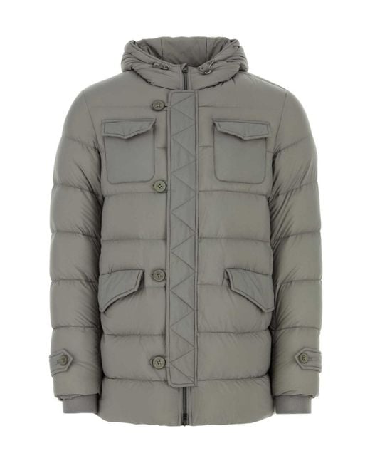 Herno Gray Long-Sleeved Hooded Jacket for men