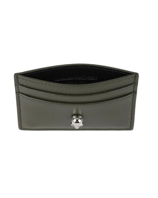 McQueen Green Skull Leather Card Holder