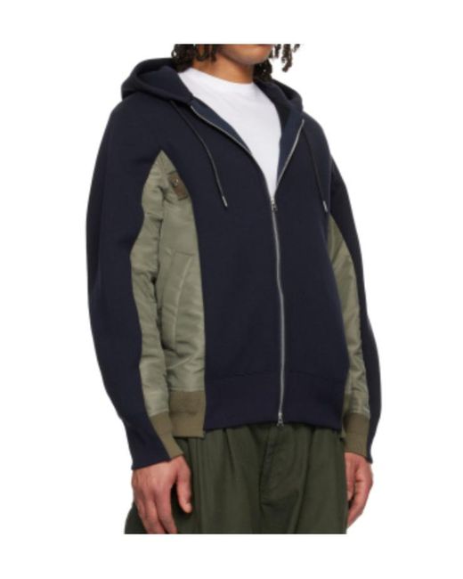 Sacai Blue Sponge Sweat Twill Hoodie for men