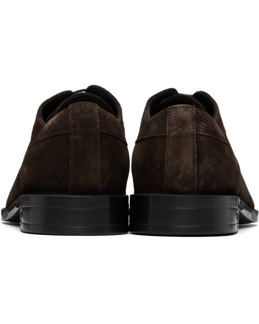 Boss Brown Suede Derby Shoes for men