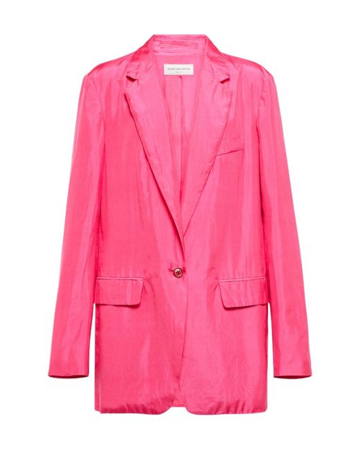 Dries Van Noten Pink Long-Sleeved Suit Jacket