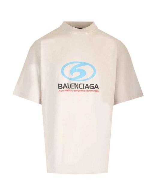 Balenciaga White Logo Printed Crewneck T-Shirt for men