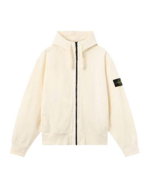Stone Island Natural Zip-Up Hoodie for men