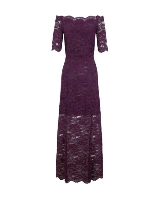 Rabanne Purple Rabanne Short Sleeve Lace Maxi Dress