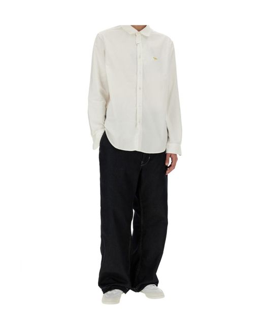 Junya Watanabe White X Maison Kitsuné Logo-Embroidered Shirt for men