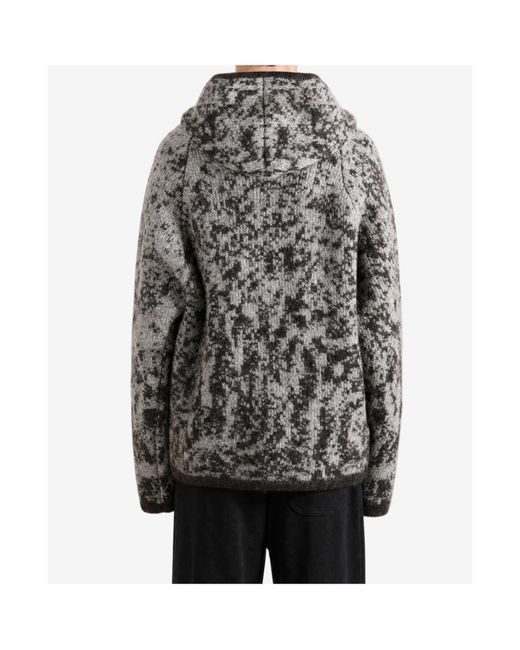 Roa Gray Patterned Zip Hooded Sweater for men