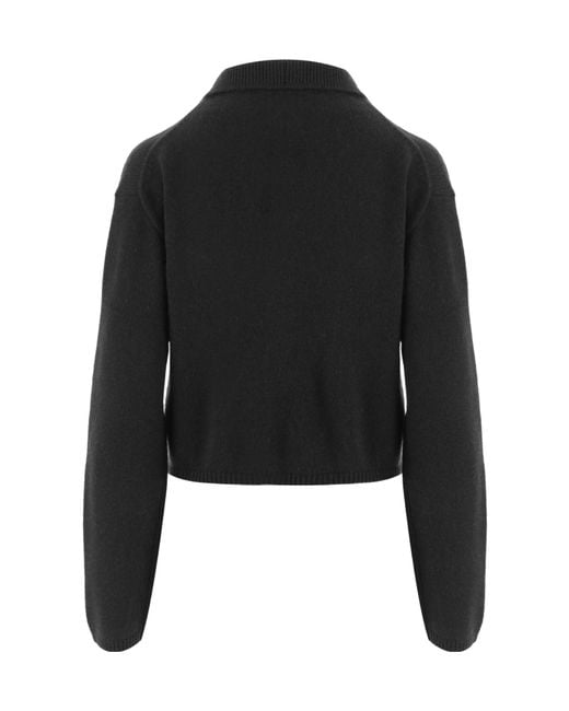 Allude Black Zip-Up Collar Cardigan