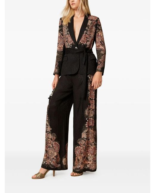 Twinset Brown Paisley-Print Trousers