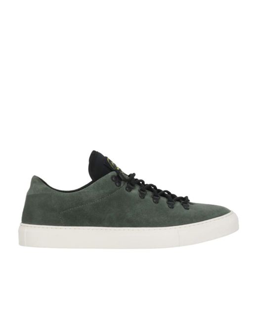 Stone Island Green Logo Patch Low-Top Sneakers for men