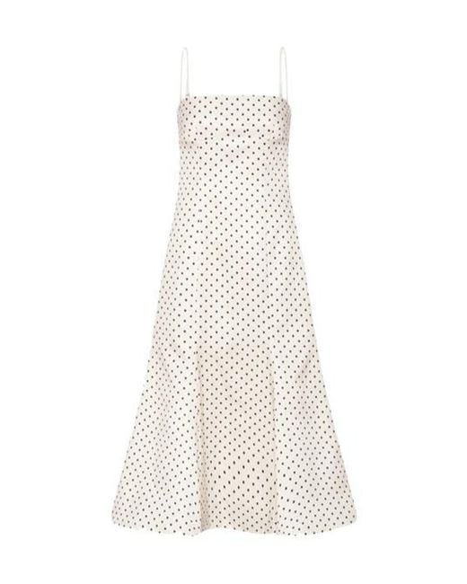 ROTATE BIRGER CHRISTENSEN White Polka-Dot Midi Dress
