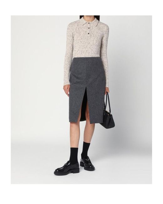Prada Gray Long-Sleeved Polo Jumper