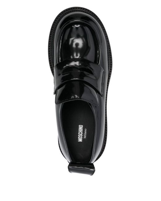 Moschino Black Glossy Flat Shoes for men