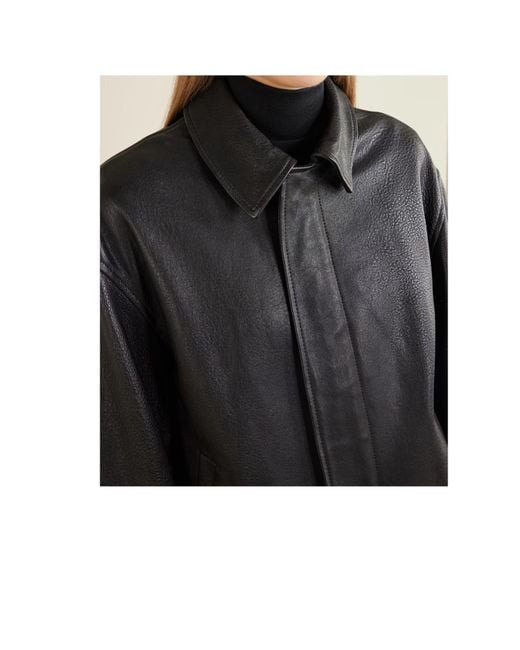 Nour Hammour Black Long-Sleeved Leather Jacket