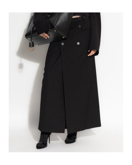 Balenciaga Black Decorative Buttons Maxi Skirt