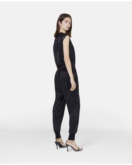Stella McCartney Black Wood-Grain Effect Metallic Tapered Trousers