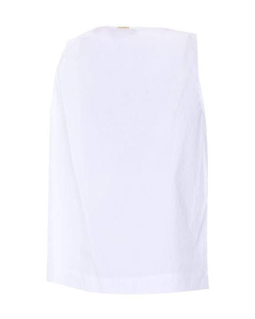 Twinset White Ruched Sleeveless Top