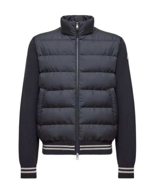 Moncler Blue Panelled Zipped Jacket for men
