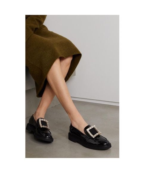 Roger Vivier Black Embellished Slip-On Loafers