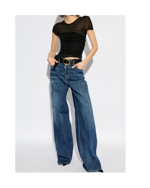DSquared² Blue Logo Patch Flared Jeans
