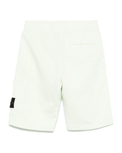 Stone Island White Junior Compass-Patch Elasticated Waistband Shorts