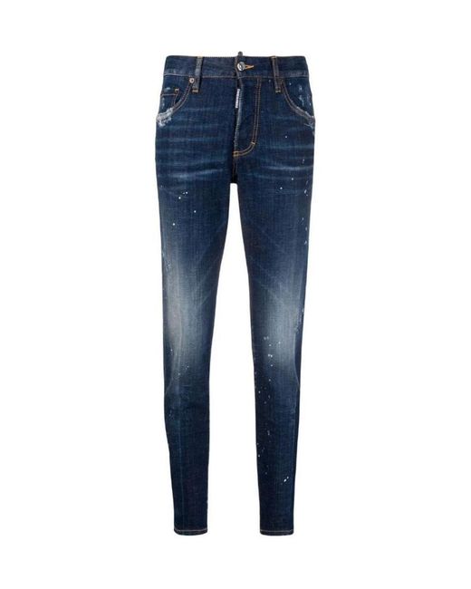 DSquared² Blue Distressed Slim-Fit Jeans