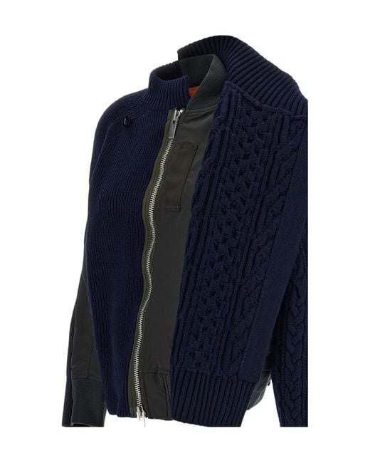 Sacai Blue Long-Sleeve Casual Jacket