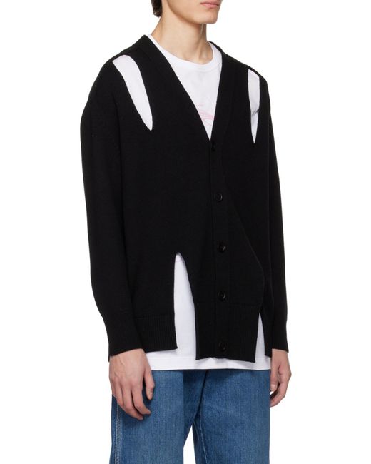 McQueen Black Cut-Out Knitted Cardigan for men