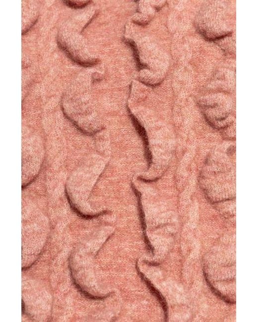 Moschino Pink Ruffled Crewneck Jumper