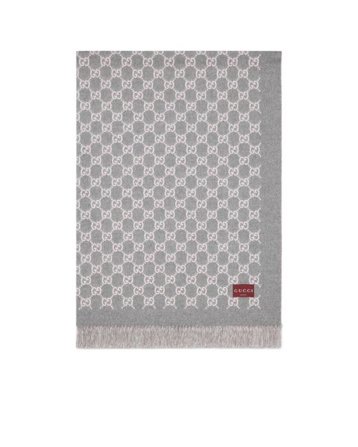 Gucci Gray Reversible Gg Wool And Cashmere Blanket for men