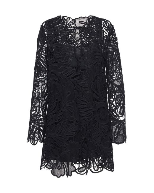 Ulla Johnson Black Dita Corded Lace Mini Dress