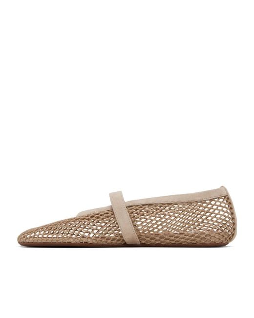 Alaïa Brown Alaïa Fishnet Buckled Ballet Flats