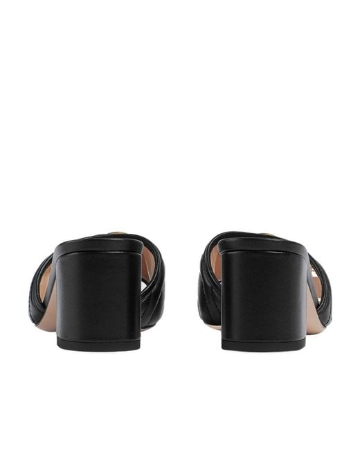 Gucci Black Logo-Plaque Quilted Slides
