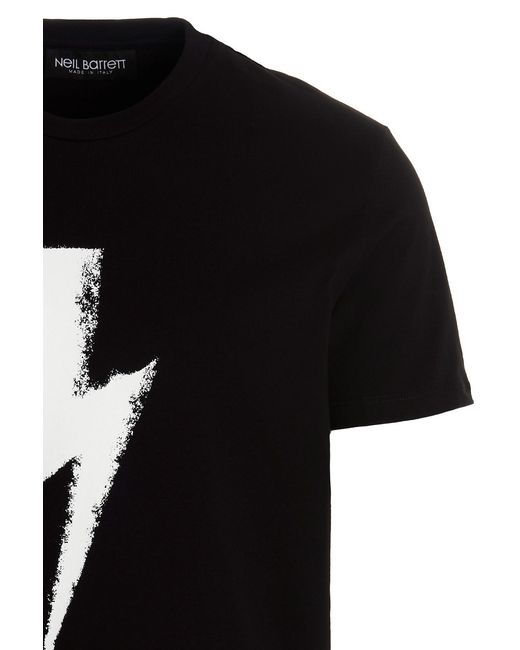 Neil Barrett Black Thunderbolt Print T-Shirt for men