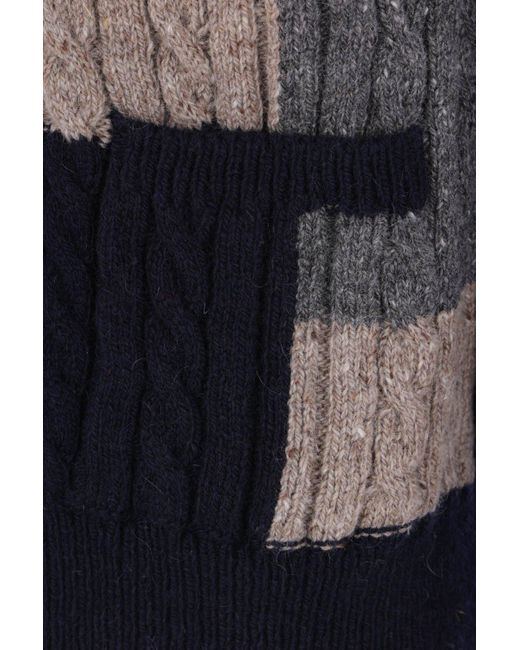 Thom Browne Blue Checked Knitted Cardigan for men