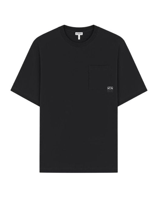 Loewe Black Logo-Embroidered Cotton T-Shirt for men