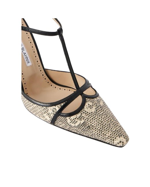 Manolo Blahnik Metallic Lizard-Effect Leather Pumps