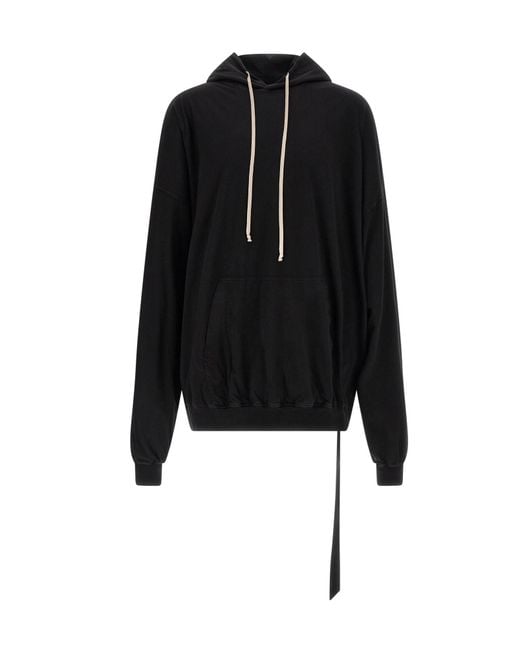 Rick Owens Black Hun Drawstring Hoodie for men
