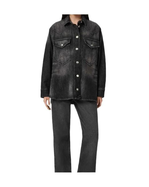 AllSaints Black Bryn Buttoned Pocket Shirt