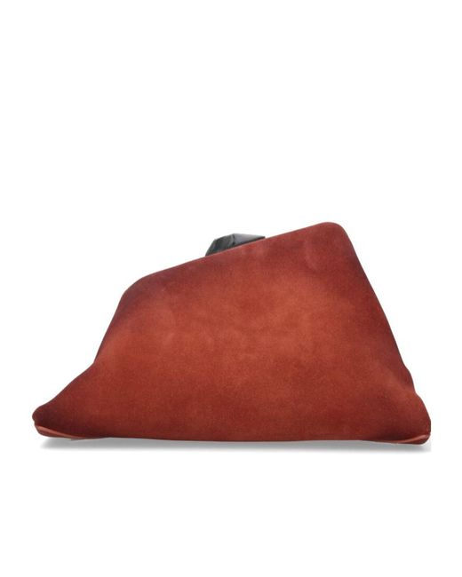 The Attico Red The Logo Detailed Clutch Bag