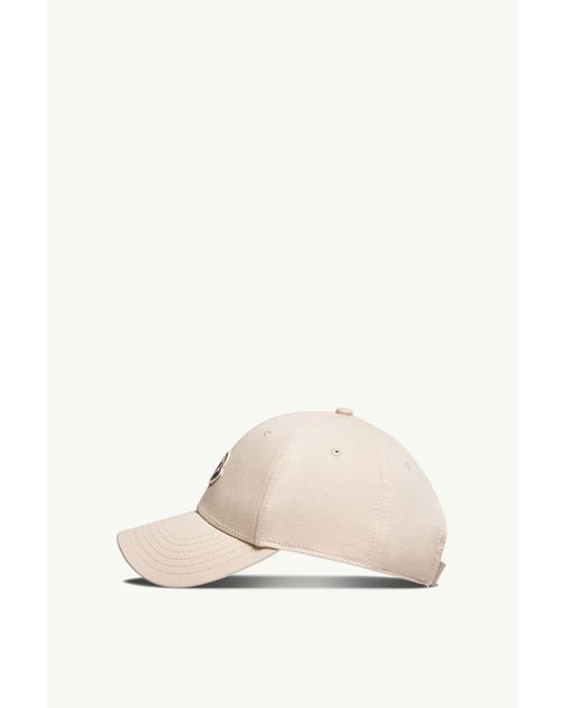 Moncler White Gabardine Logo Patch Baseball Cap
