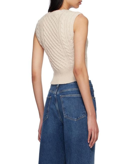 Rag & Bone Natural Cable-Knit V-Neck Vest