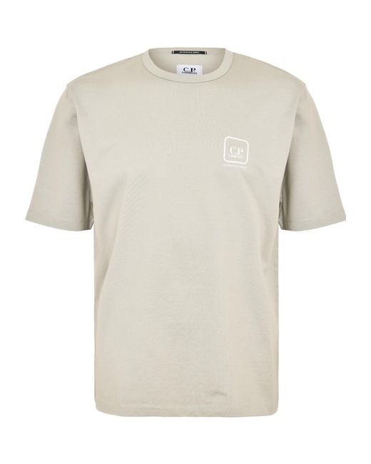 C P Company White Logo Crew Neck T-Shirt for men