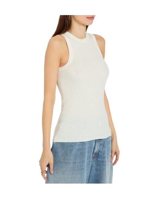 Lisa Yang White Ribbed Blended Vest