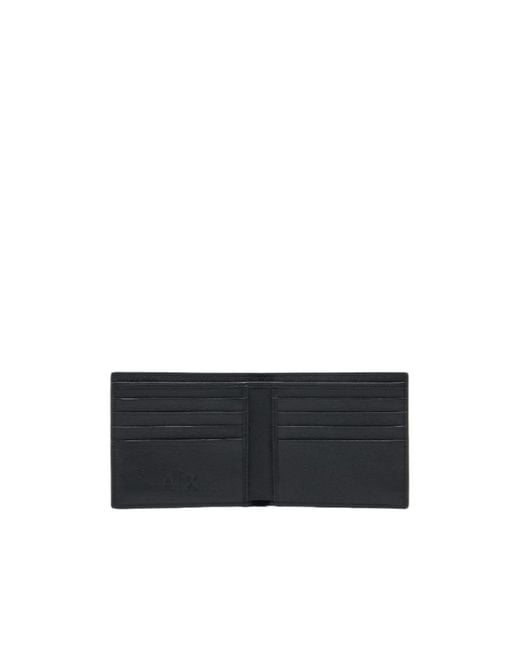 ARMANI EXCHANGE Black Smooth Texture Bifold Wallet for men