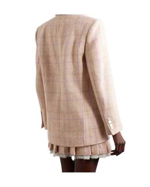 LoveShackFancy Natural Denzel Checked Houndstooth Blazer